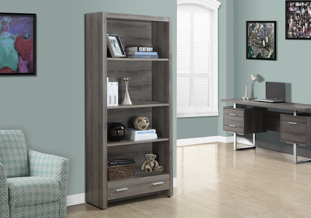 Classic Bookcase with Storage Drawer in Taupe