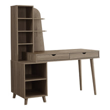 Load image into Gallery viewer, Eccentric Dark Taupe Desk with Built-in Bookcase &amp; Drawers
