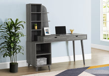 Load image into Gallery viewer, Eccentric Gray Woodgrain Desk with Built-in Bookcase &amp; Drawers
