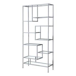 Geometric Design Silver & Glass Bookcase