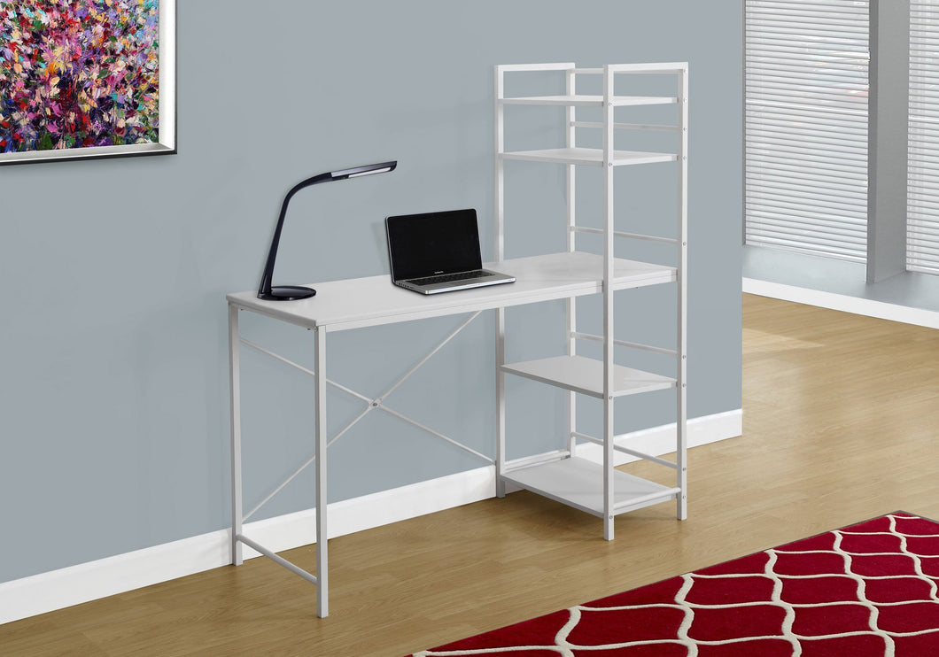 Ladder Bookcase Desk in White