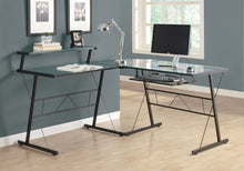Load image into Gallery viewer, Glass and Black Geometric Corner Desk with Shelf
