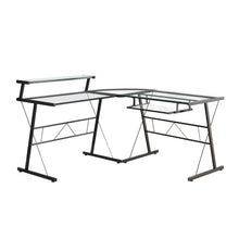 Load image into Gallery viewer, Glass and Black Geometric Corner Desk with Shelf
