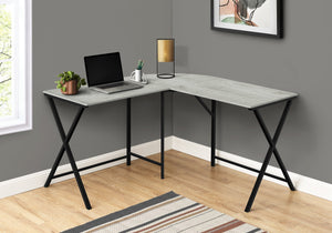 55" Gray Woodgrain Geometric Corner Desk