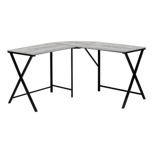 55" Gray Woodgrain Geometric Corner Desk