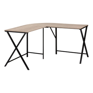 55" Dark Taupe Woodgrain Geometric Corner Desk