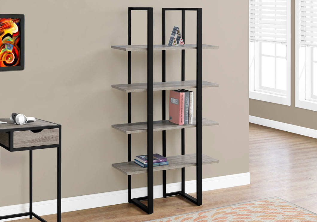 Geometric Bookcase in Dark Taupe & Black