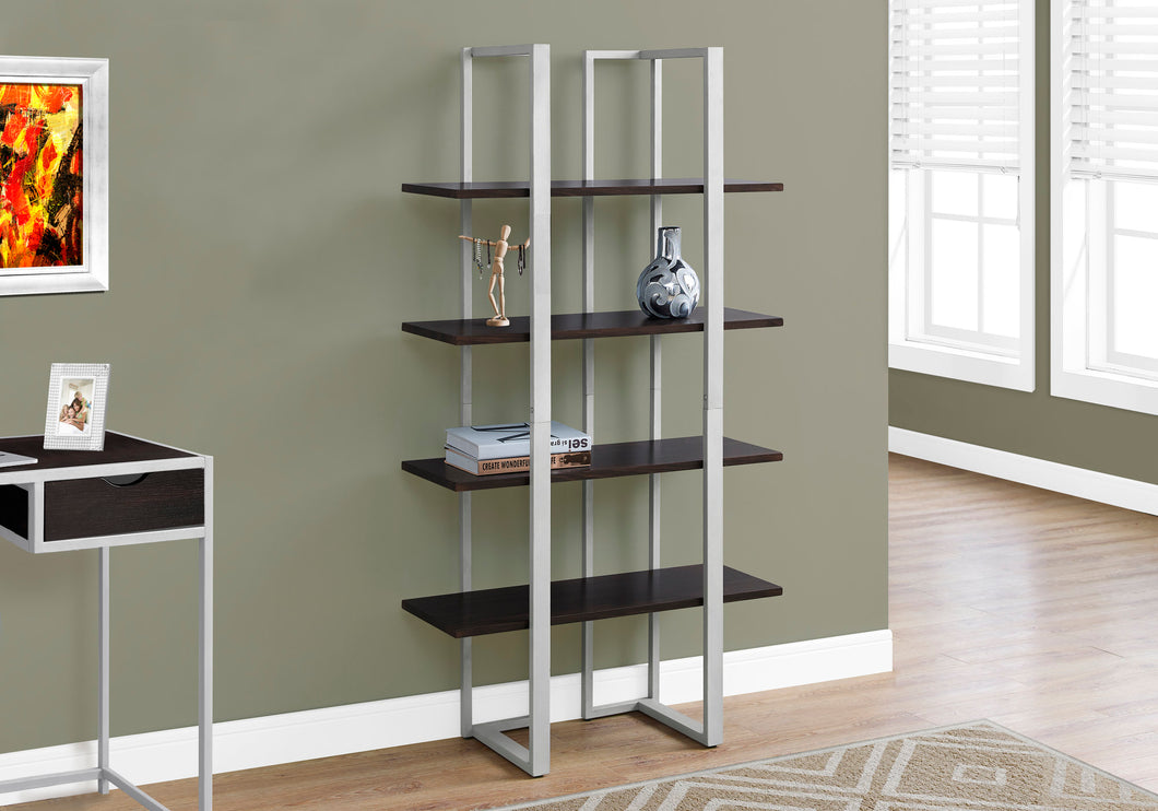 Geometric Bookcase in Espresso & Silver