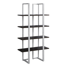 Load image into Gallery viewer, Geometric Bookcase in Espresso &amp; Silver
