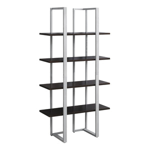 Geometric Bookcase in Espresso & Silver