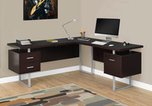 Load image into Gallery viewer, 71&quot; Reversible Espresso &amp; SIlver Desk
