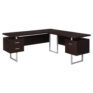 71" Reversible Espresso & SIlver Desk