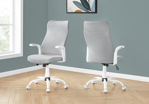 Gray Fabric Office Chair with White Frame