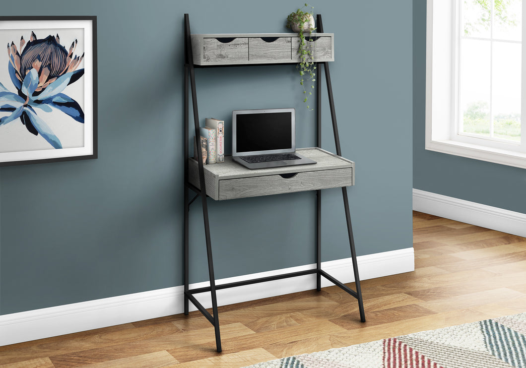 Small Desk with Hutch and Storage Drawers in Gray