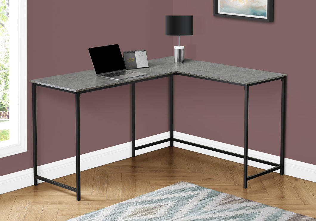 Basic L-Shaped Desk in Gray Stone Finish