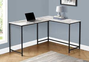Basic L-Shaped Desk in White Marble Finish