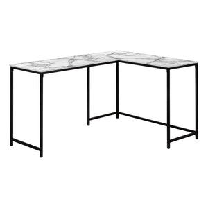 Basic L-Shaped Desk in White Marble Finish