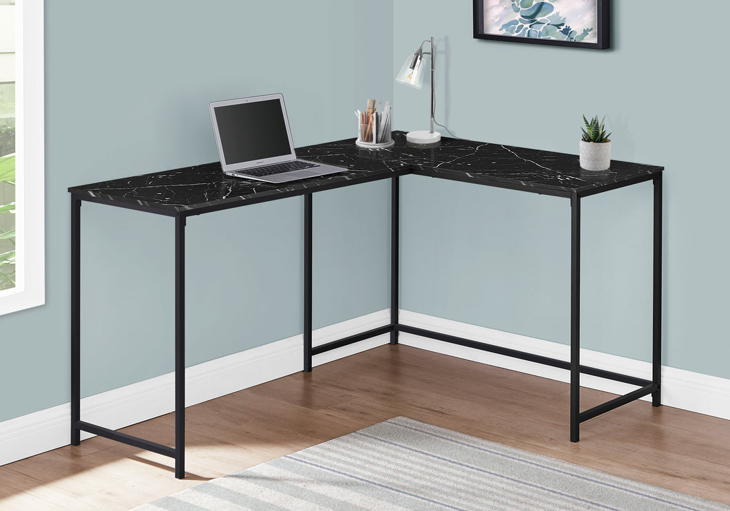 Basic L-Shaped Desk in Black Marble Finish