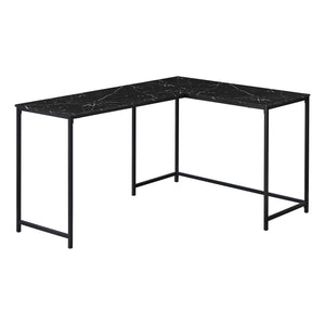 Basic L-Shaped Desk in Black Marble Finish