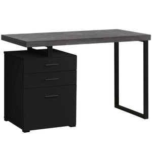 Reversible 47" Gray Woodgrain & Black Desk