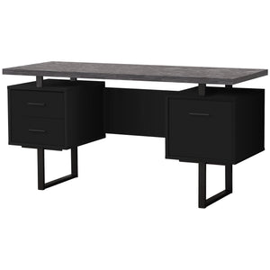 60" Floating Desk with Deep Storage Drawers in Gray
