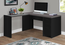 Load image into Gallery viewer, 60&quot; L-Shaped Gray &amp; Black Desk with Glass Side Arm
