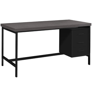 60" Office Desk with Drawers in Gray and Black