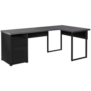 Gray & Black Oversize Corner Desk with Cabinet