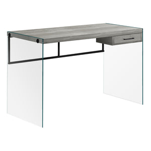 Reclaimed Gray Wood & Glass 47" Desk with Drawer