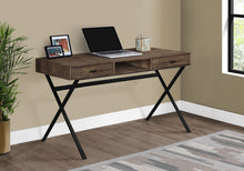 Load image into Gallery viewer, Reclaimed Brown Wood X-Frame Desk with 2 Drawers
