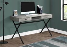 Load image into Gallery viewer, Reclaimed Gray Wood X-Frame Desk with 2 Drawers
