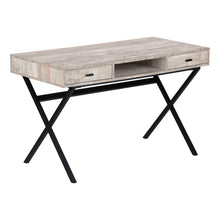 Load image into Gallery viewer, Reclaimed Taupe Wood X-Frame Desk with 2 Drawers
