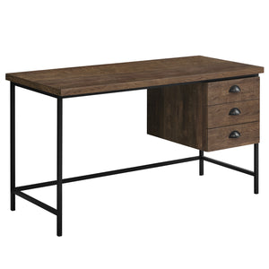55" Desk with Floating Cabinet in Brown Reclaimed Wood