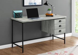 55" Desk with Floating Cabinet in Gray Reclaimed Wood