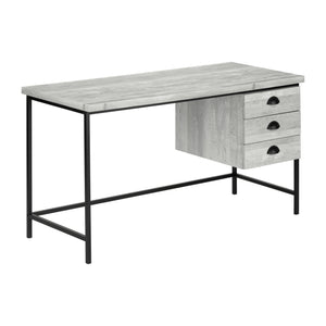 55" Desk with Floating Cabinet in Gray Reclaimed Wood