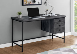 55" Desk with Floating Cabinet in Black Reclaimed Wood