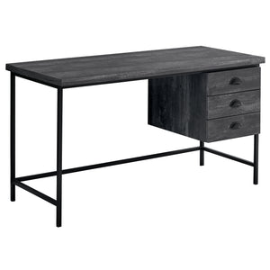 55" Desk with Floating Cabinet in Black Reclaimed Wood