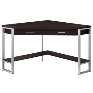 42" Corner Desk in Espresso & Silver