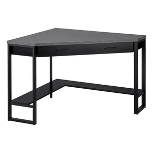 42" Corner Desk in Gray Wood and Black