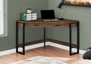 42" Corner Desk in Reclaimed Brown Wood and Black