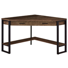 Load image into Gallery viewer, 42&quot; Corner Desk in Reclaimed Brown Wood and Black
