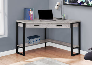 42" Corner Desk in Reclaimed Gray Wood and Black