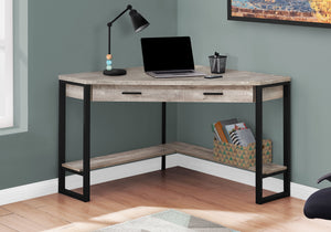 42" Corner Desk in Reclaimed Taupe Wood and Black