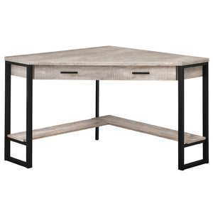 42" Corner Desk in Reclaimed Taupe Wood and Black