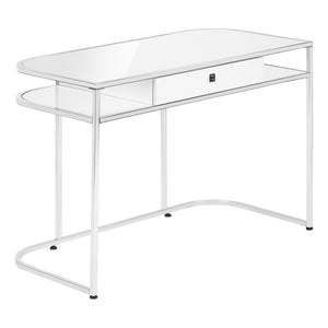48" White & Chrome Curved Metal Desk
