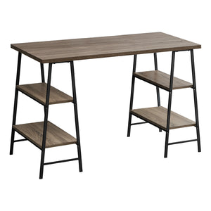 48" Twin Ladder Desk in Dark Taupe & Black