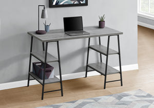 48" Twin Ladder Desk in Gray Woodgrain & Black