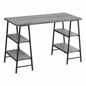 48" Twin Ladder Desk in Gray Woodgrain & Black