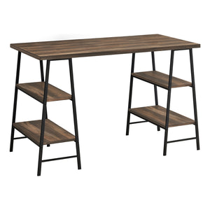 48" Twin Ladder Desk in Reclaimed Brown Wood & Black