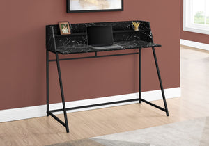 48" Desk with High Sides & Shelf in Black Marble Finish